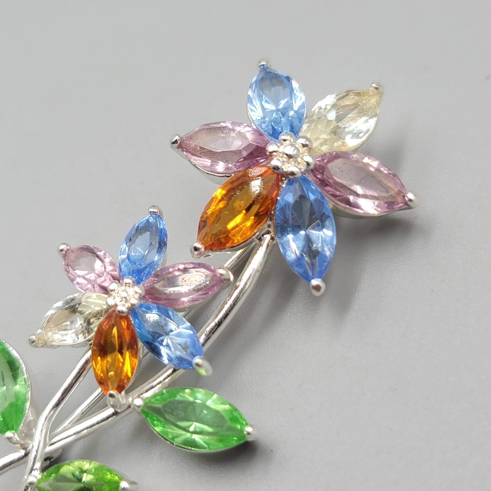 Vintage Monet Flower Brooch Multi-Colored Rhinestones 2.75 in