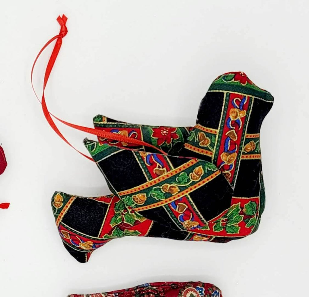 Christmas Fabric Puffy Ornaments Lot of 4 Bird Heart Stocking Bucilla?