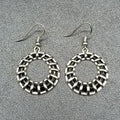 Pierced Earrings Silver tone Black Acrylic Geometric Ring Statement Dangle 1"