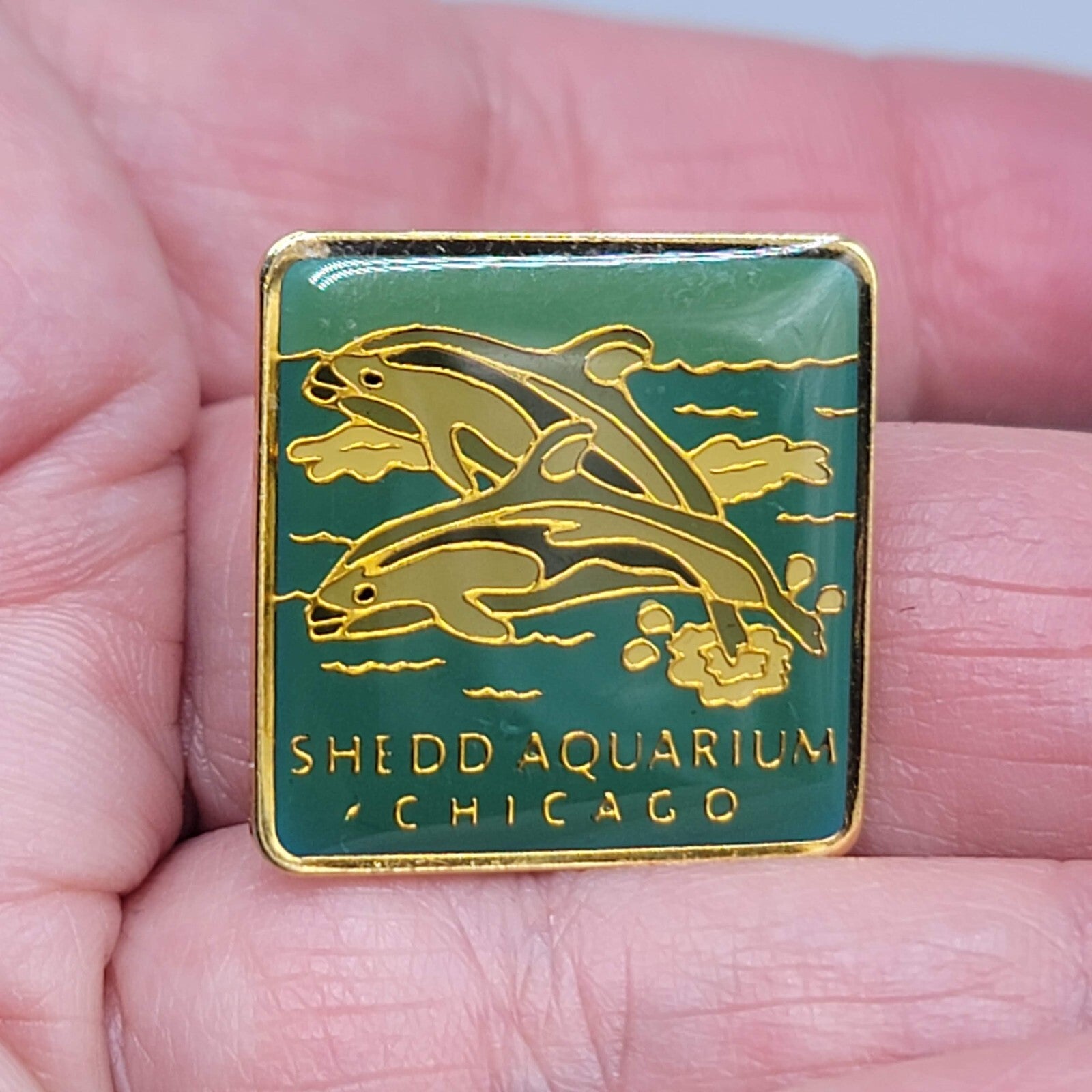 Shedd Aquarium Chicago Dolphin Travel Souvenir Pin Lapel Hat 7/8"