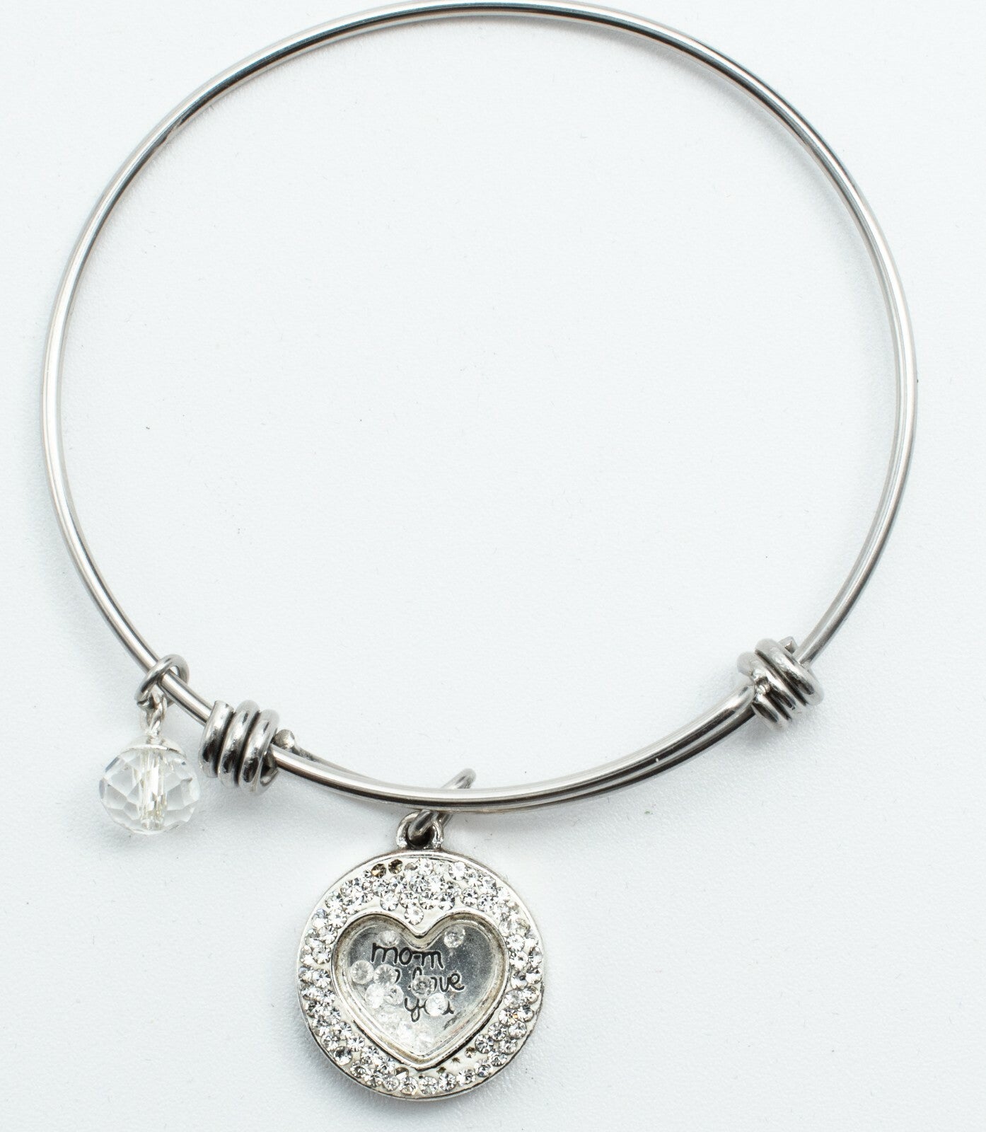 LA Heart Charm Bracelet "Mom, I Love you" "Thank you for all you do" 2 1/2"