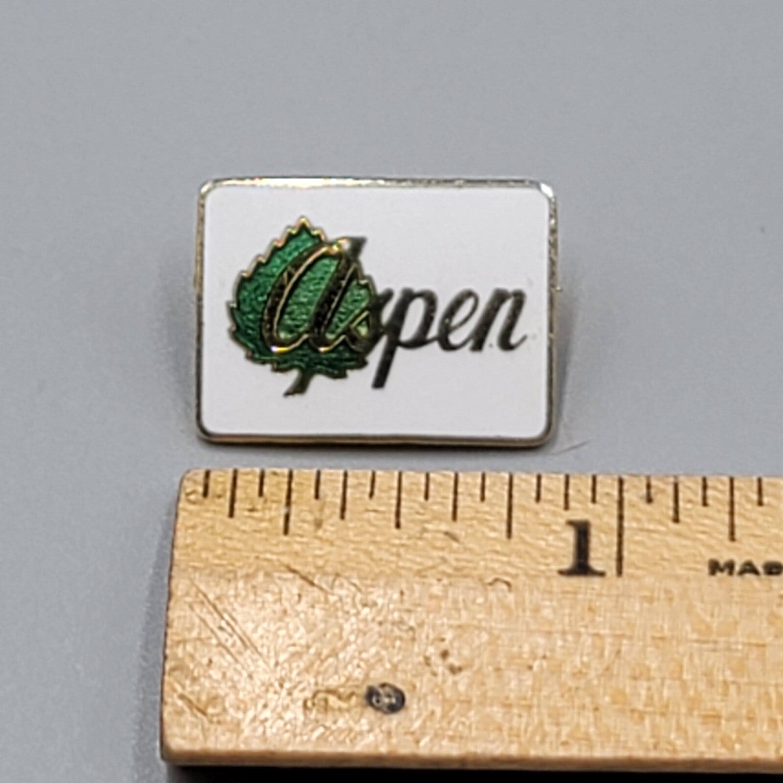 Vtg Aspen Ski Resort Colorado Souvenir Enamel Lapel Pin Badge Leaf Logo