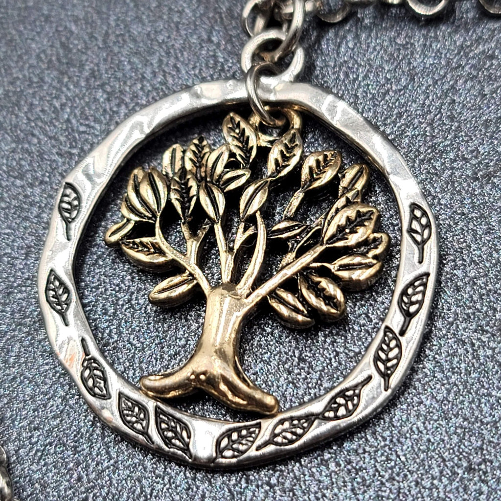 Tree Necklace Gold and Silver tone Pendant 16"-18" Rolo Chain