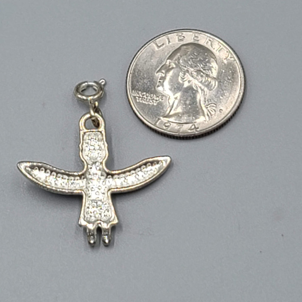 TOTEM POLE Charm Pendant Alaska Native American Silver tone 1"
