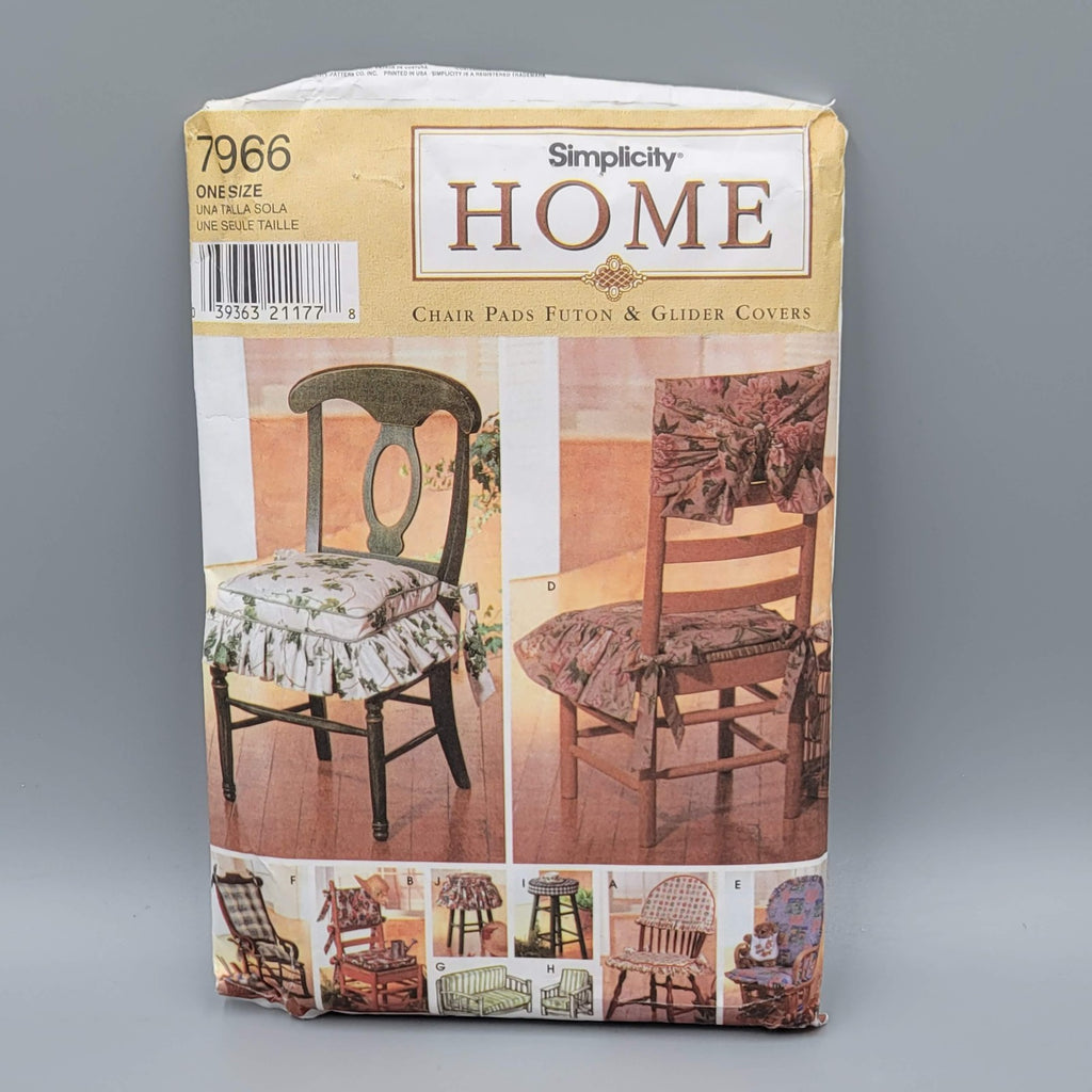 Simplicity 7966 Chair Pads Futon Glider Covers Sewing Pattern One Size 29 Pieces