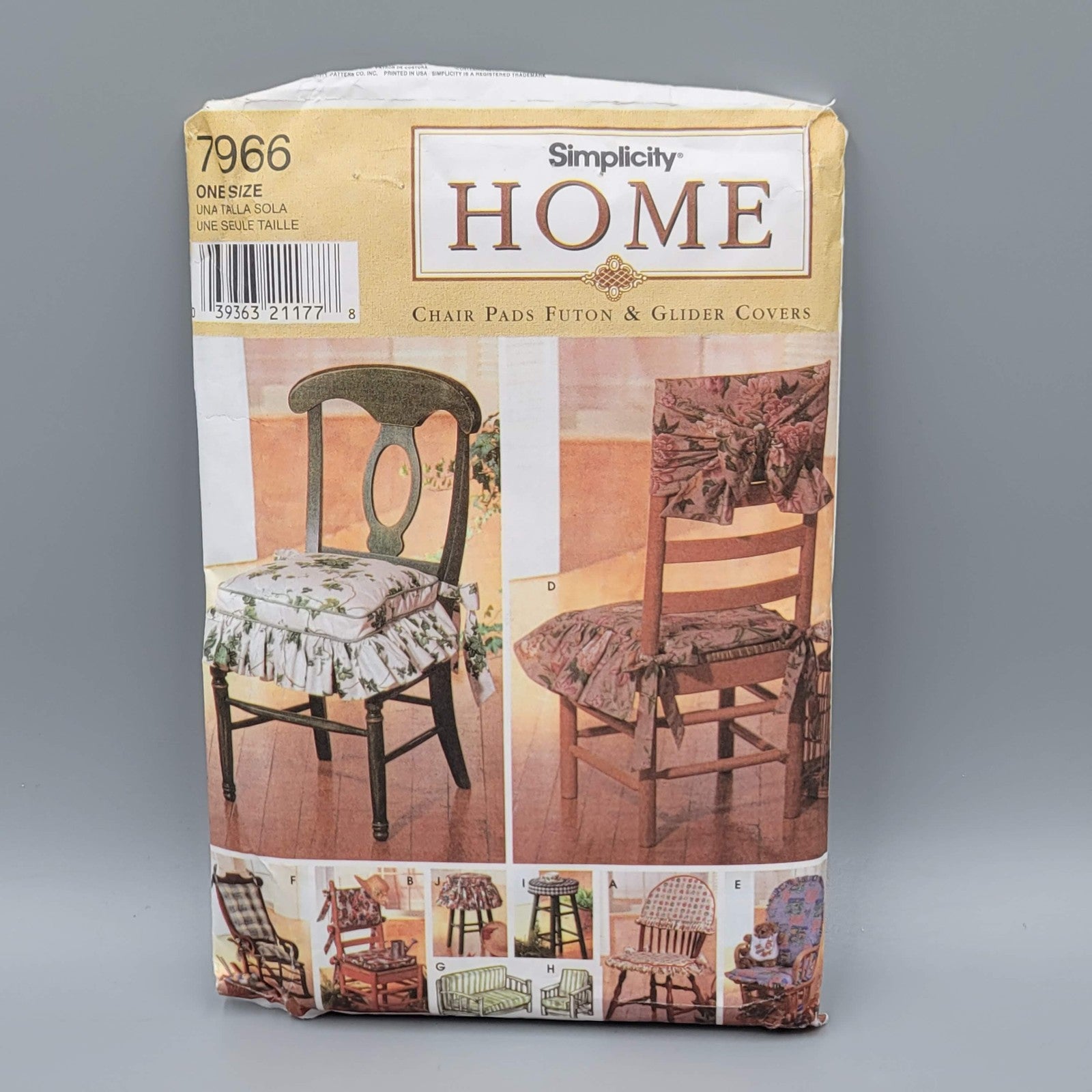 Simplicity 7966 Chair Pads Futon Glider Covers Sewing Pattern One Size 29 Pieces