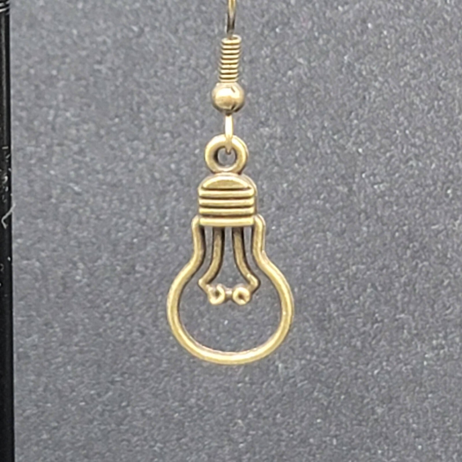 NEW Light Bulb Idea Pierced Earrings Bronze tone Dangle 7/8"