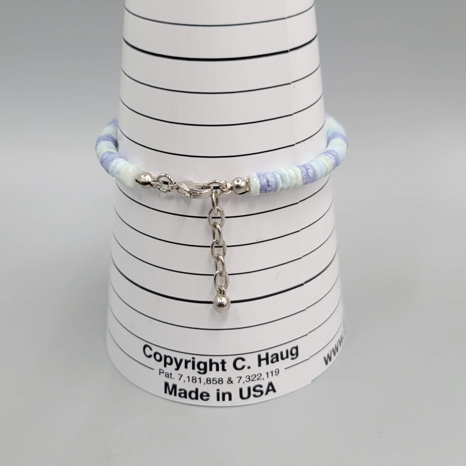 Lavender Purple Dyed Seashell Bead Bracelet 7"-7.5" Adj