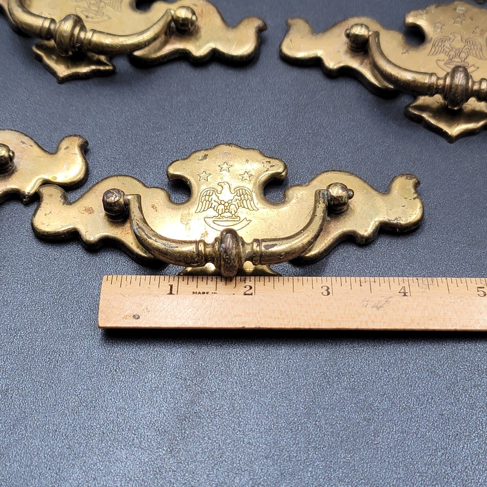 Vintage Lot of 8 Drawer Drop Pulls Cabinet Pull Handles Patriotic Eagle 3"
