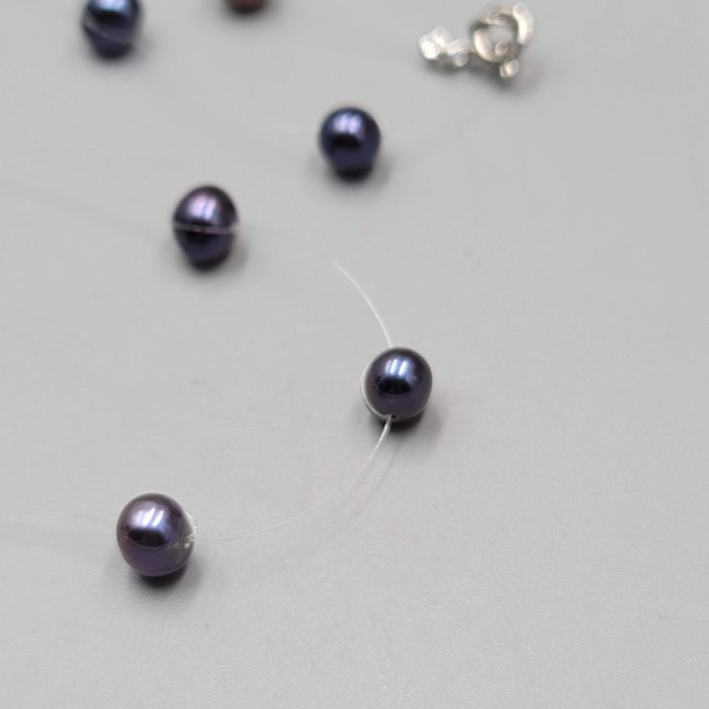 Floating Peacock Pearl Station Necklace 16"