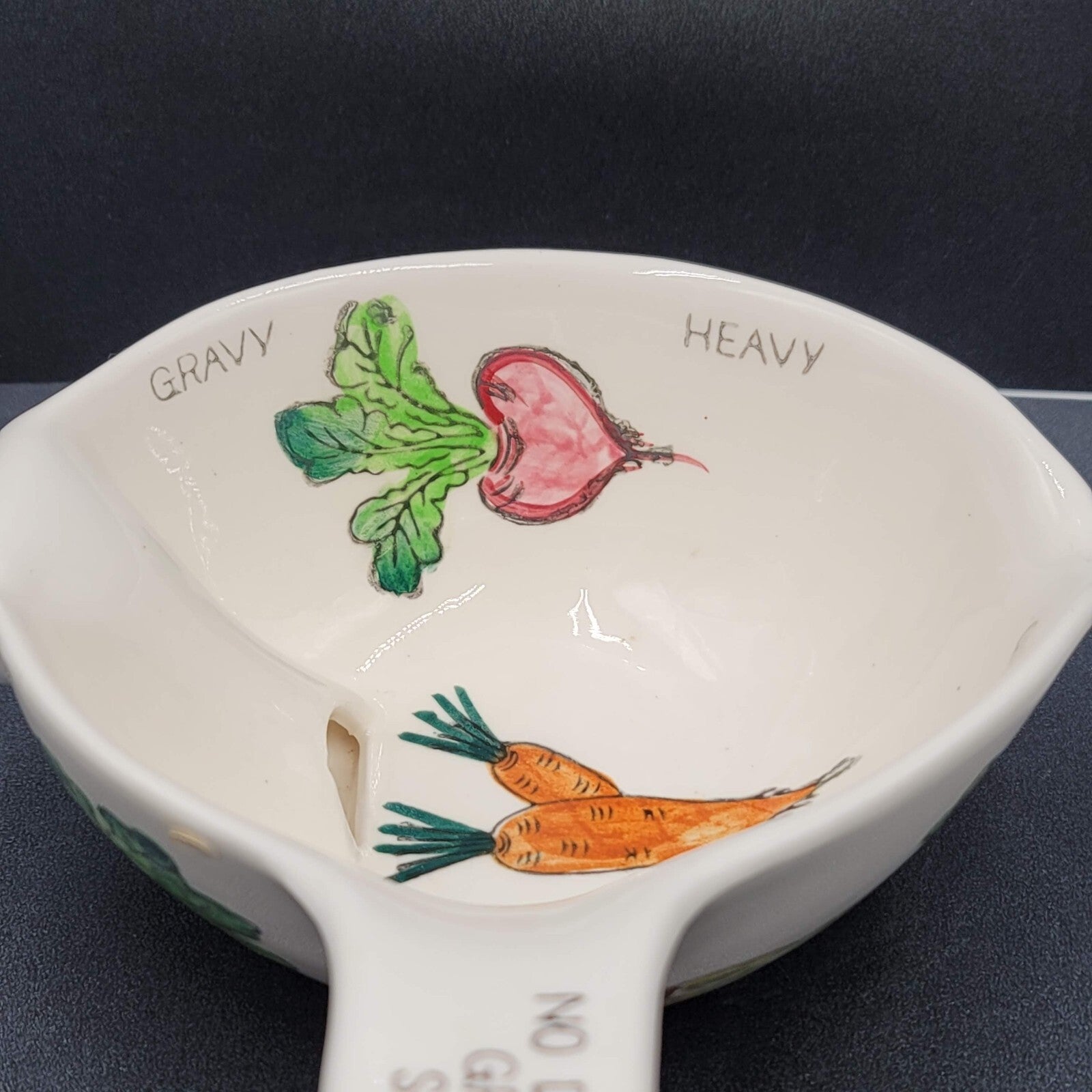 Vintage Ceramic No Drip Gravy Fat Separator Vegetable Design Kitchen King JAPAN