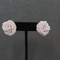 Vintage Pierced Earrings Lavender Purple Seed Bead Knot 7/8"