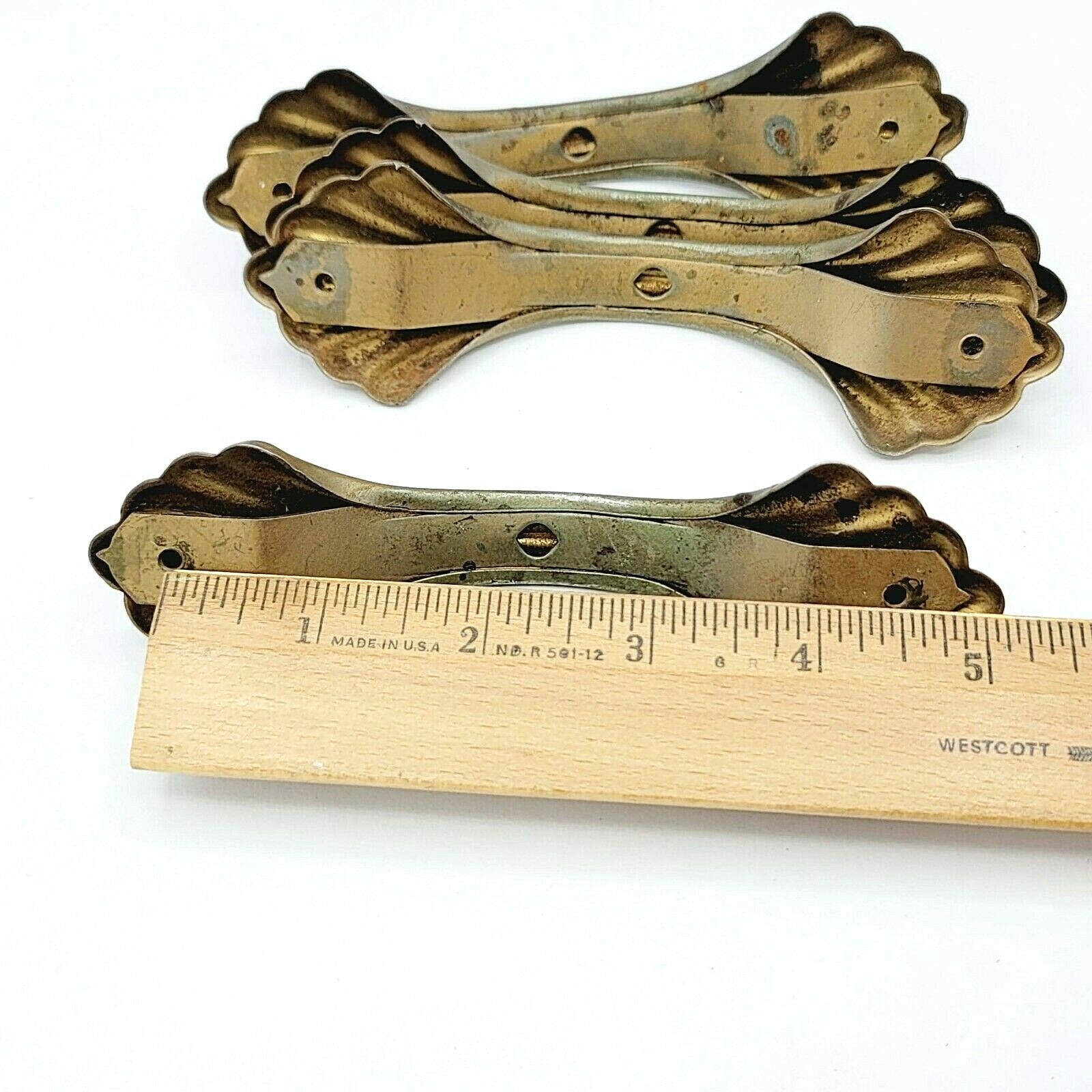 Vintage Steel Ornate Drawer Pulls Lot of 4 Salvage Hardware