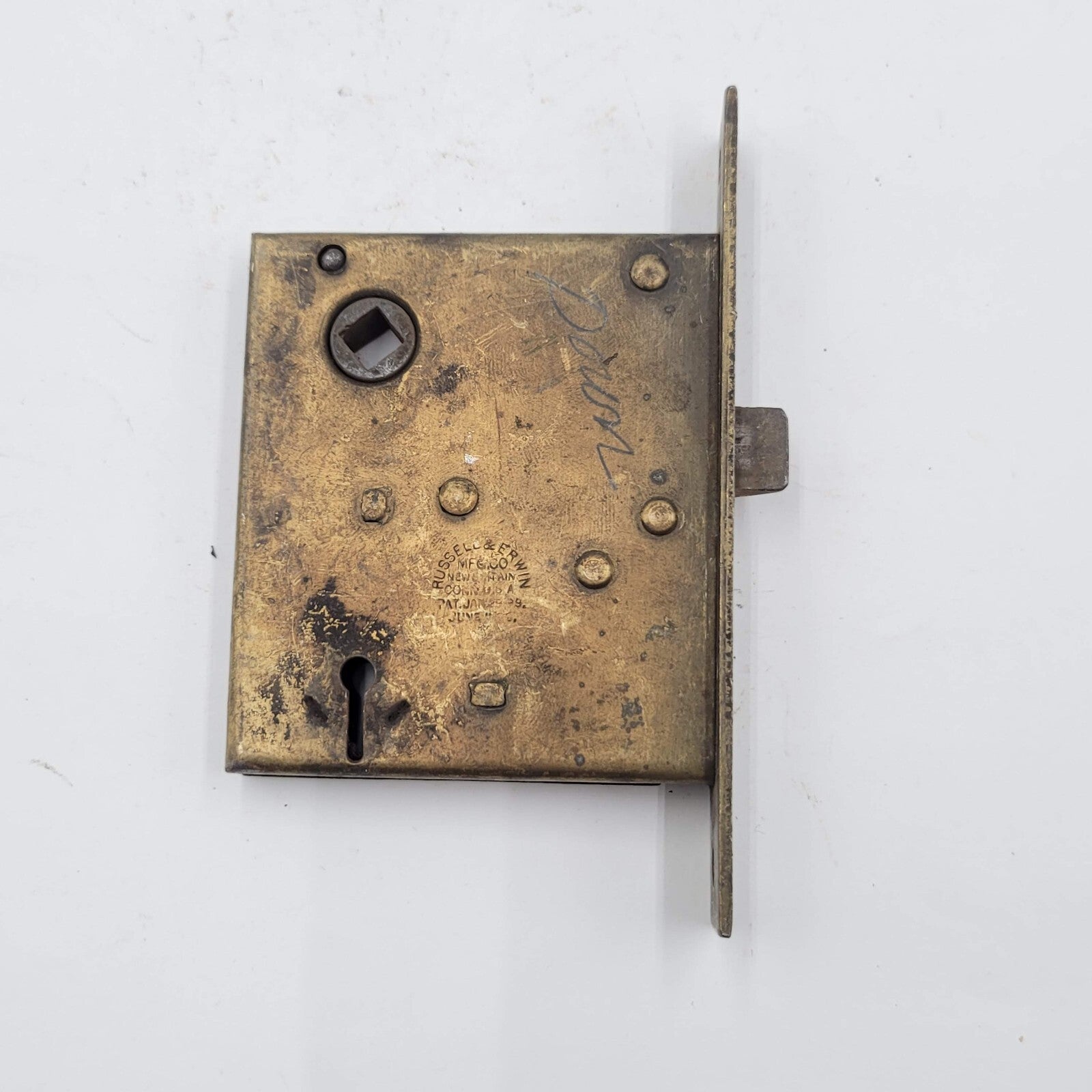 Vintage Mortise Lock Door Hardware Salvage Skeleton Keyhole NO Key 3230