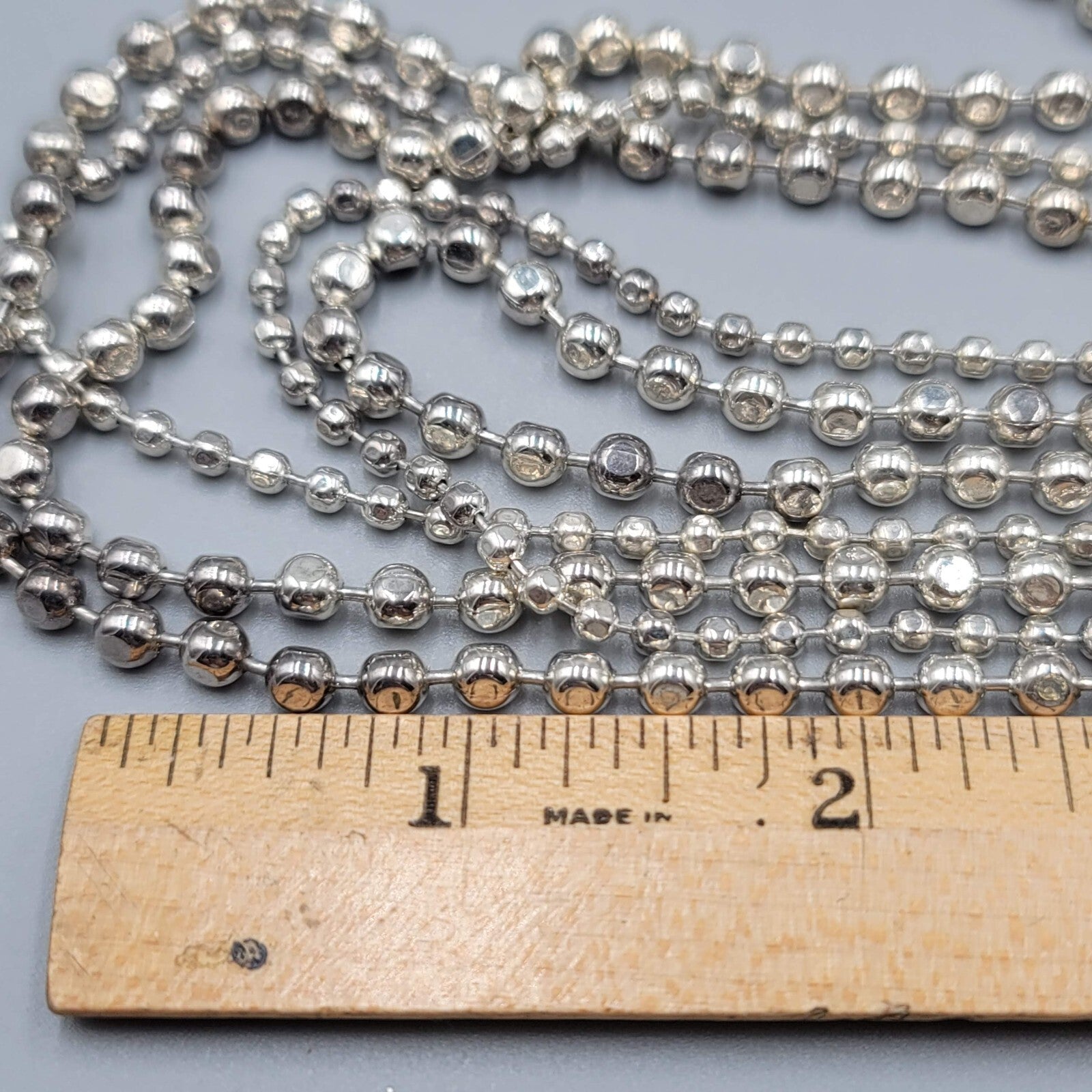 Multistrand Ball Chain Necklace Silver tone 26" - 30"