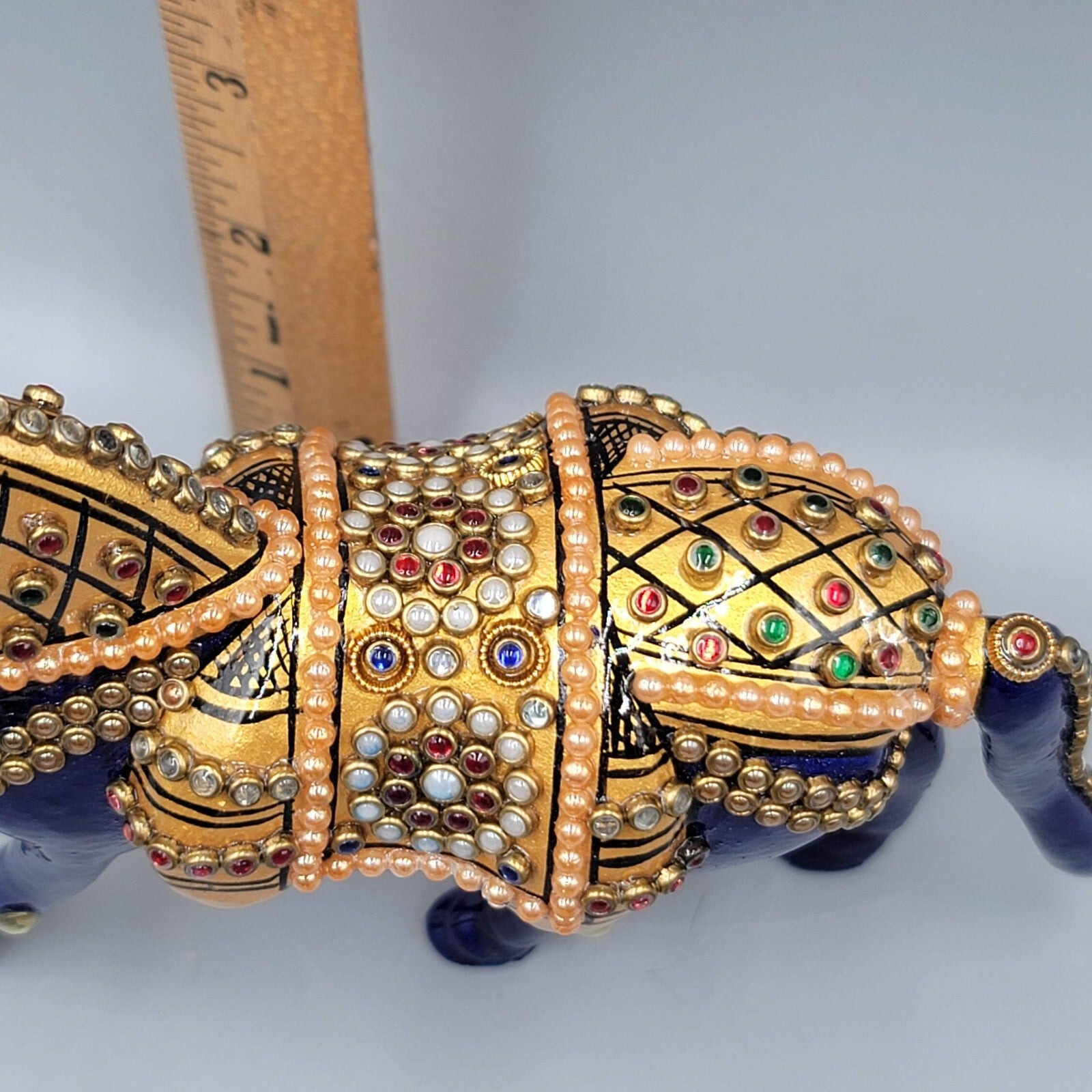 Metal Handmade Semi-Precious Stone Enamel Decorative Horse Figurine India 4.5"