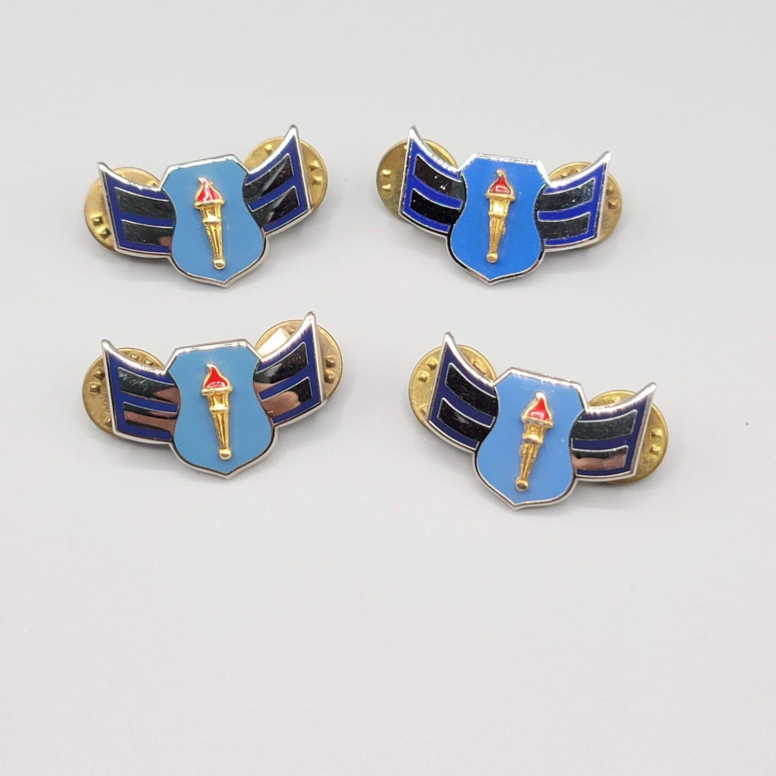 US Air Force JROTC Enlisted Silver tone Enamel 2 Pair 4 Total Lot