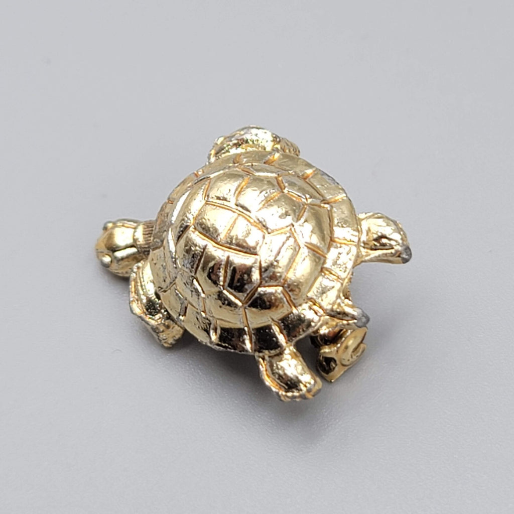 Vintage Turtle Brooch Gold tone Moveable Head So Cute!  7/8"