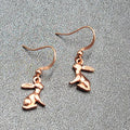 New Bunny Rabbit Pierced Earrings Rose Gold tone Dangle 5/8"