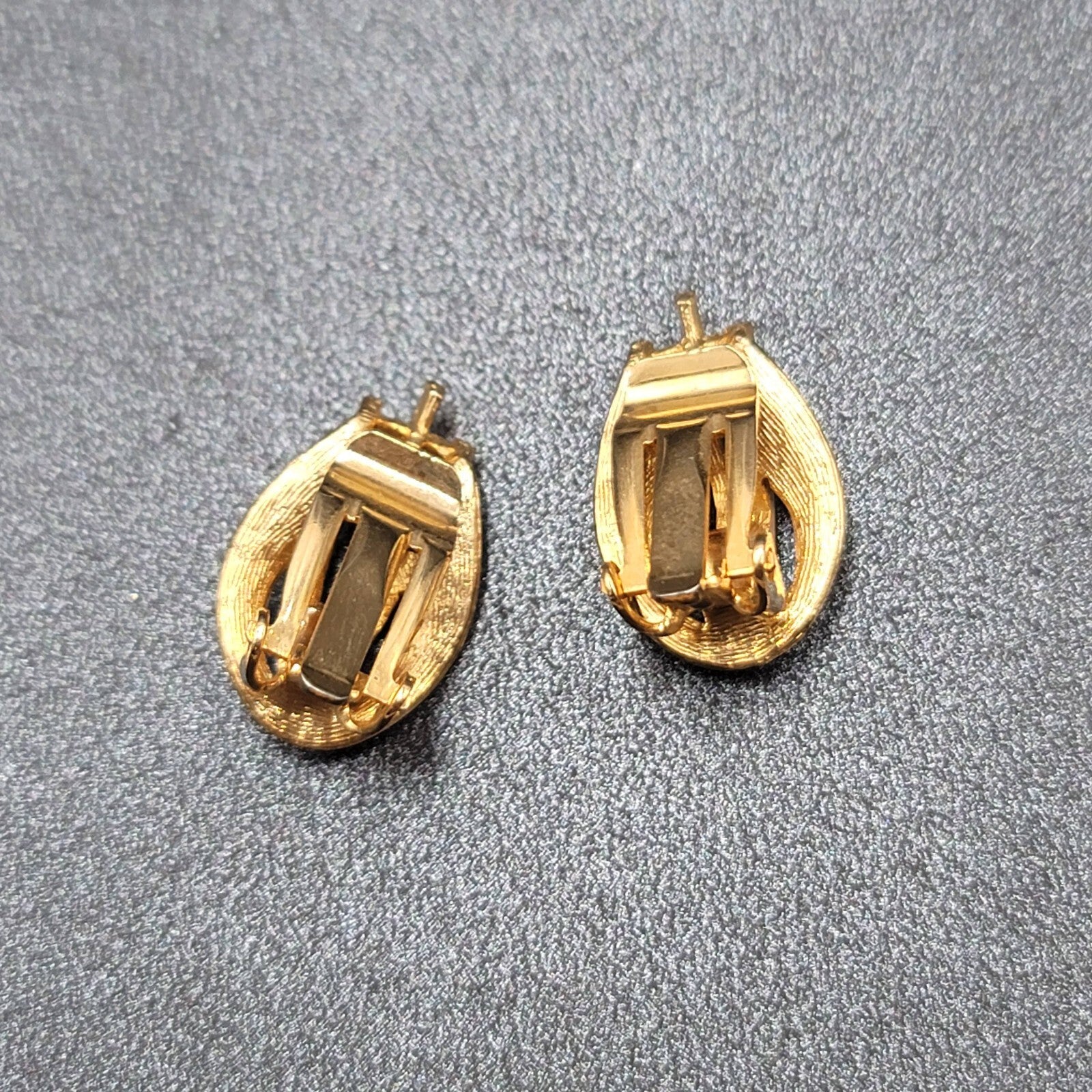 Vintage Clip on Earrings Gold tone White Enamel Studs 7/8"