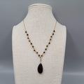 Nygard Tigers Eye Bead Necklace Gold tone Chain 16"-18"