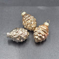 Lot of 3 Blown Glass Christmas Ornaments Silver Small  Pinecones 2"