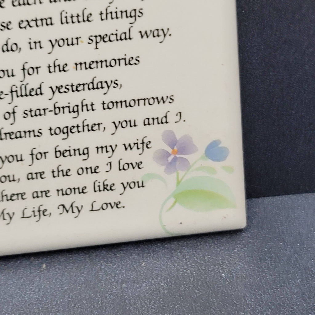 Vintage Kat Krafts Stoneware Tile MAGNET My Wife Poem USA Handmade 3"