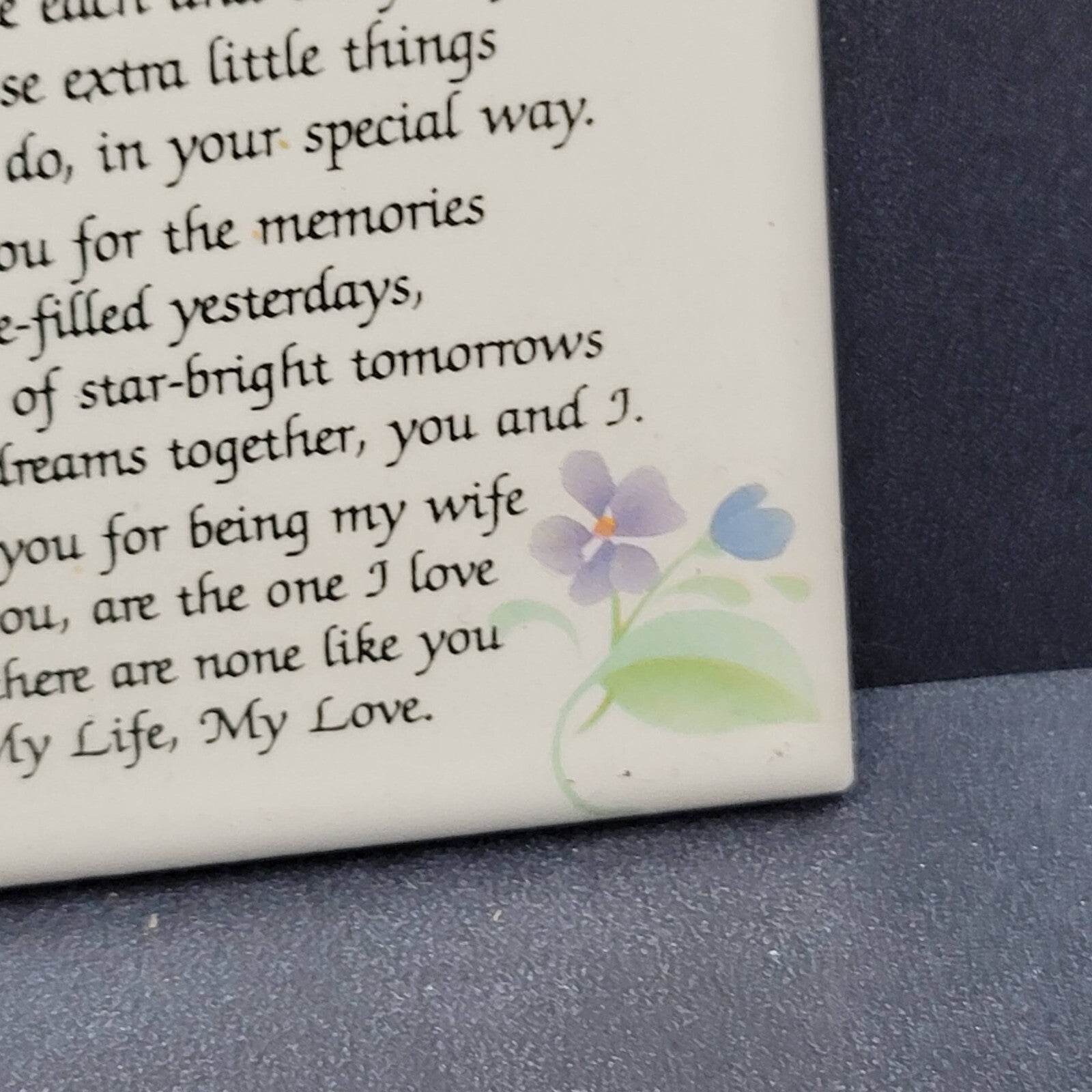 Vintage Kat Krafts Stoneware Tile MAGNET My Wife Poem USA Handmade 3"