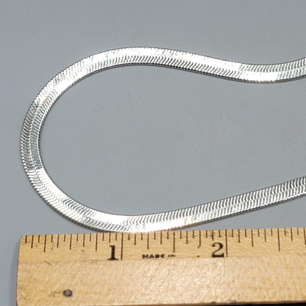 Vintage Herringbone Chain Necklace Silver Plated Estate Costume Jewelry 20"