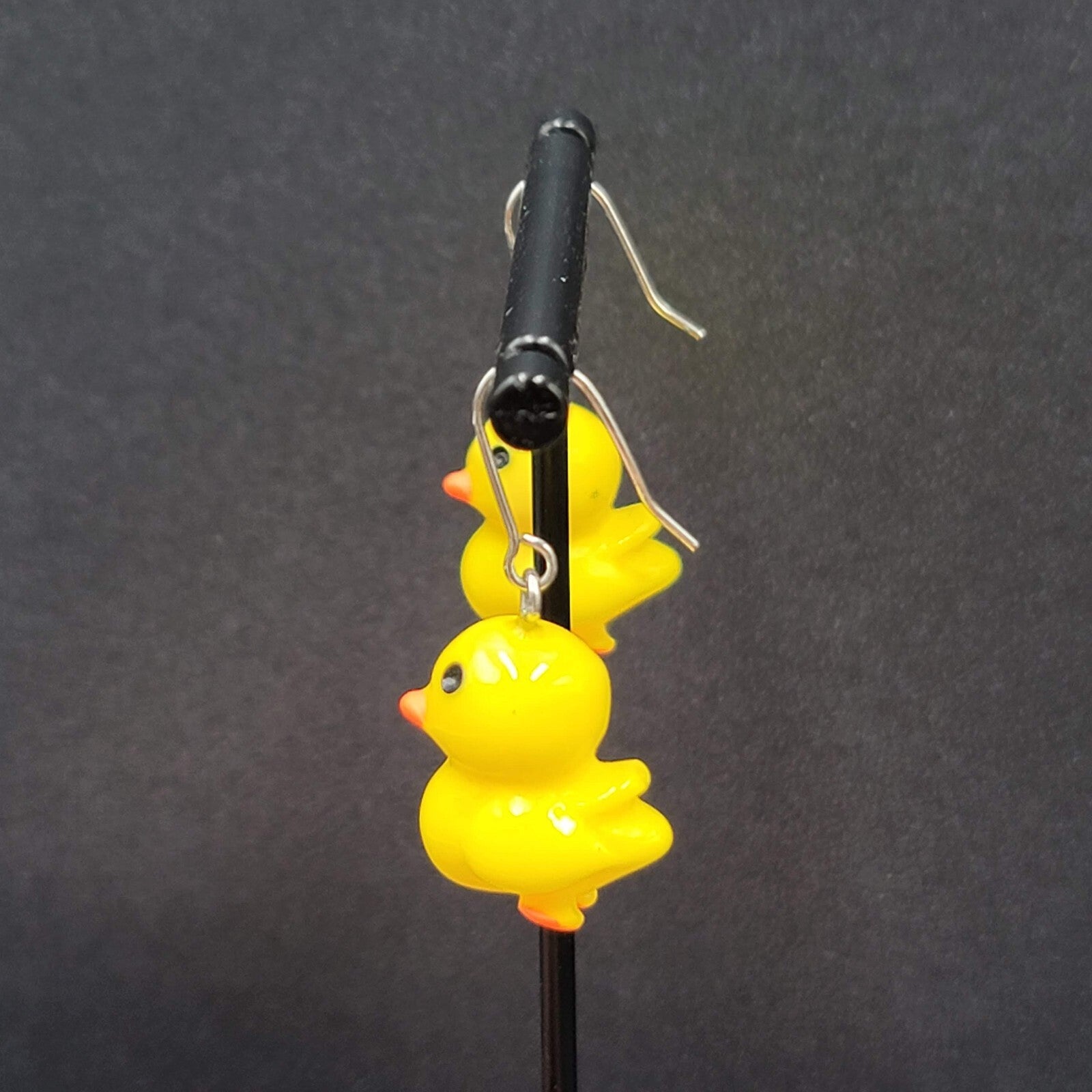 Rubber Duckie Pierced Earrings Yellow Acrylic Dangle 1"