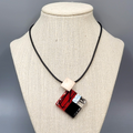 Artisan 925 Sterling Silver Art Glass Pendant Necklace Artist Signed 16"