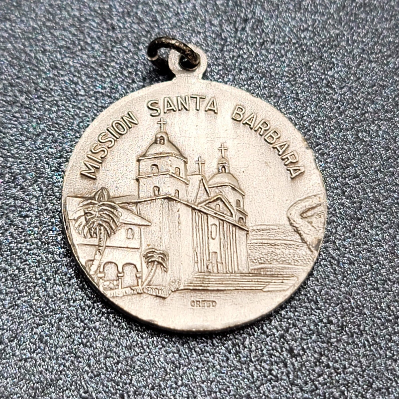 Vintage Catholic Creed St Barbara Medal Mission Santa Barbara