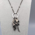 Tassel Charm Pendant Necklace Gunmetal Gray Black Metal Long 38"