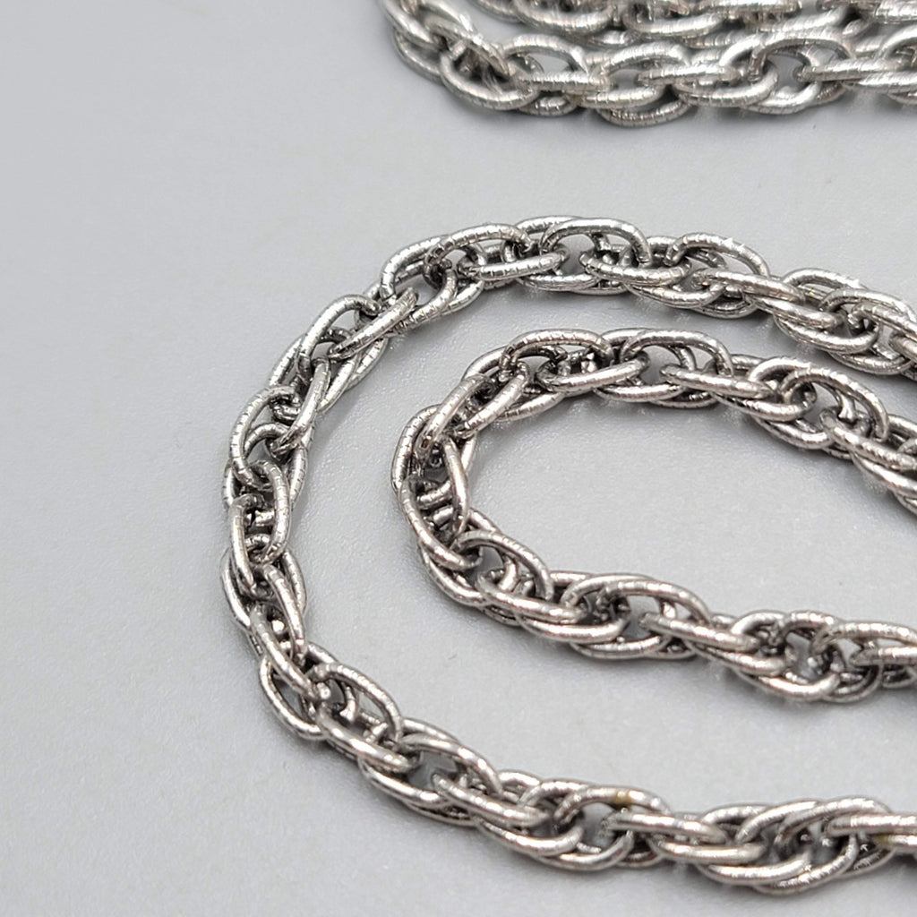 Vintage Statement Chain Necklace Estate Costume Jewelry Silver tone 24"