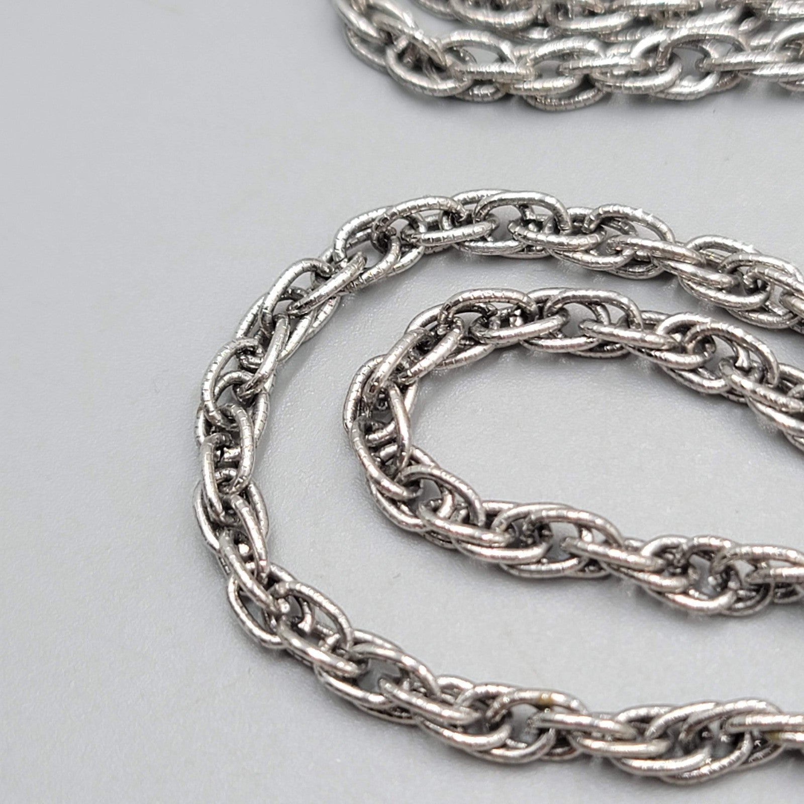 Vintage Statement Chain Necklace Estate Costume Jewelry Silver tone 24"