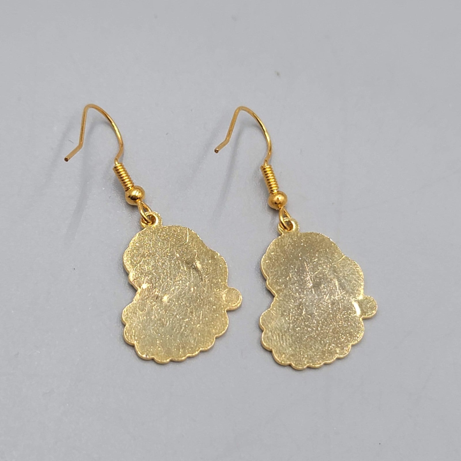 Christmas Santa Claus Pierced Earrings Gold tone Dangle  7/8"