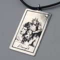 STRENGTH Tarot Card Pendant Necklace Major Arcana Silver tone Black Cord 18" Adj