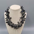 Black Cluster Bead Statement Necklace 18"