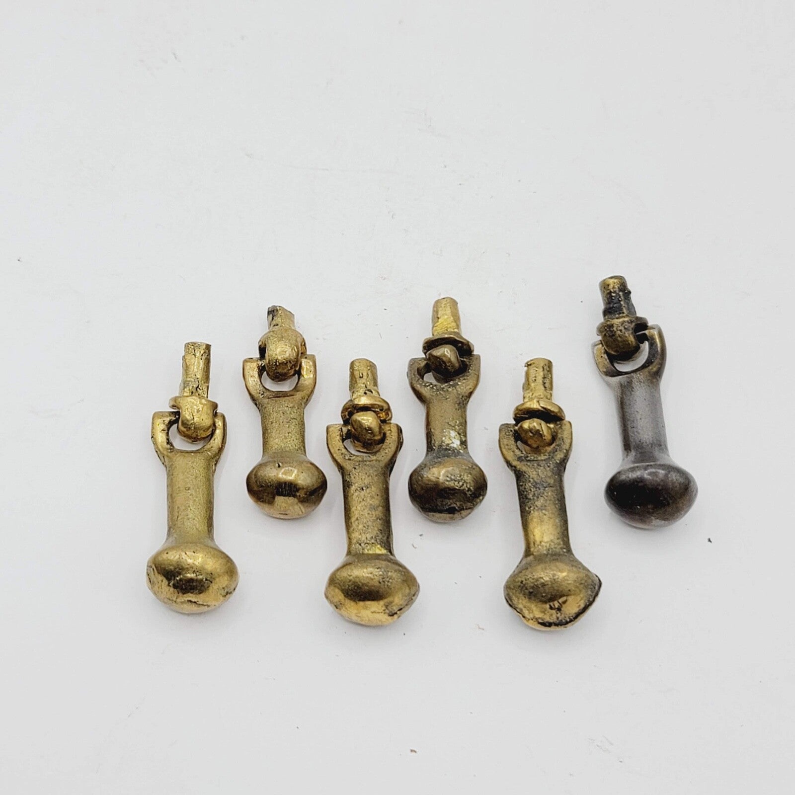 Set of 6 Vintage Brass Drawer Pulls Salvage Hardware Parts