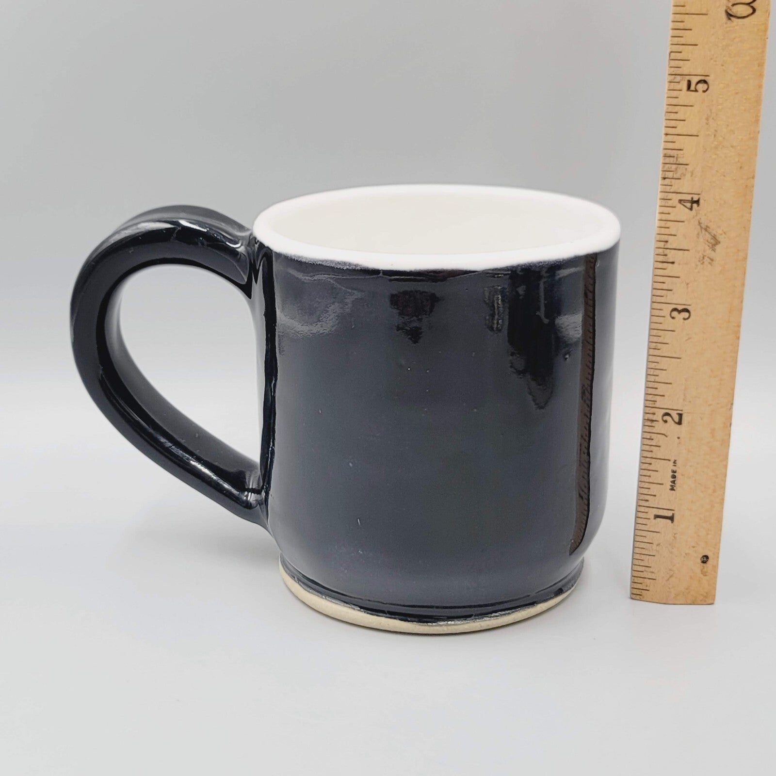 Skull Coffee Mug Black AB Signed Pottery