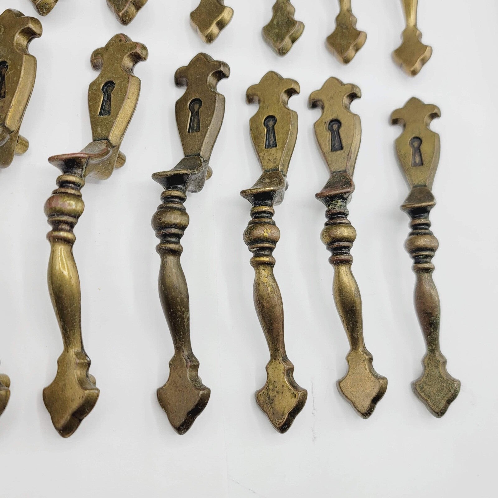 Lot 24 Vintage Cast Ornate Metal Pulls Handle Drawer Bin Cabinet Hardware 1976