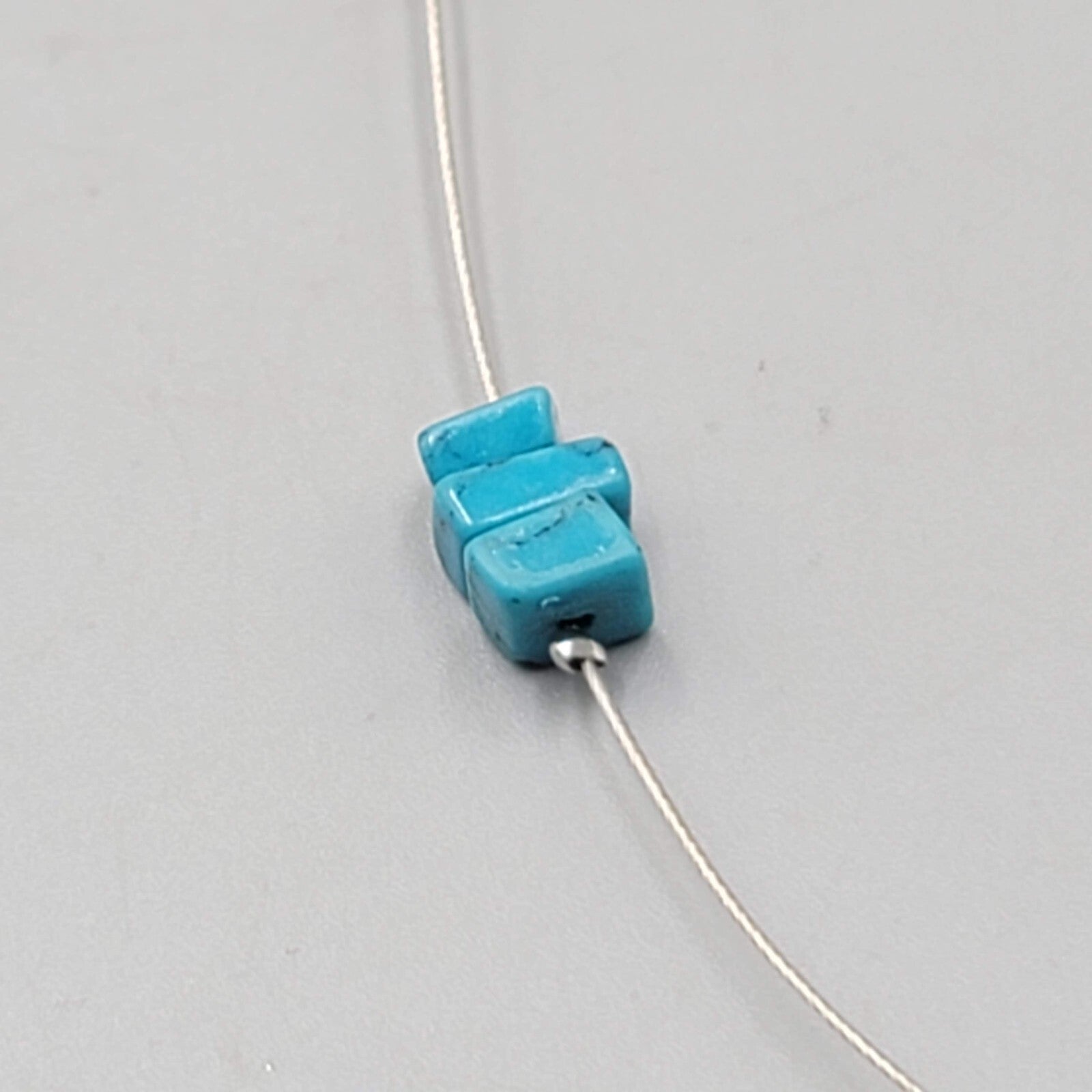 Express Floating Bead Necklace Blue Stone Silver tone 14"-16"