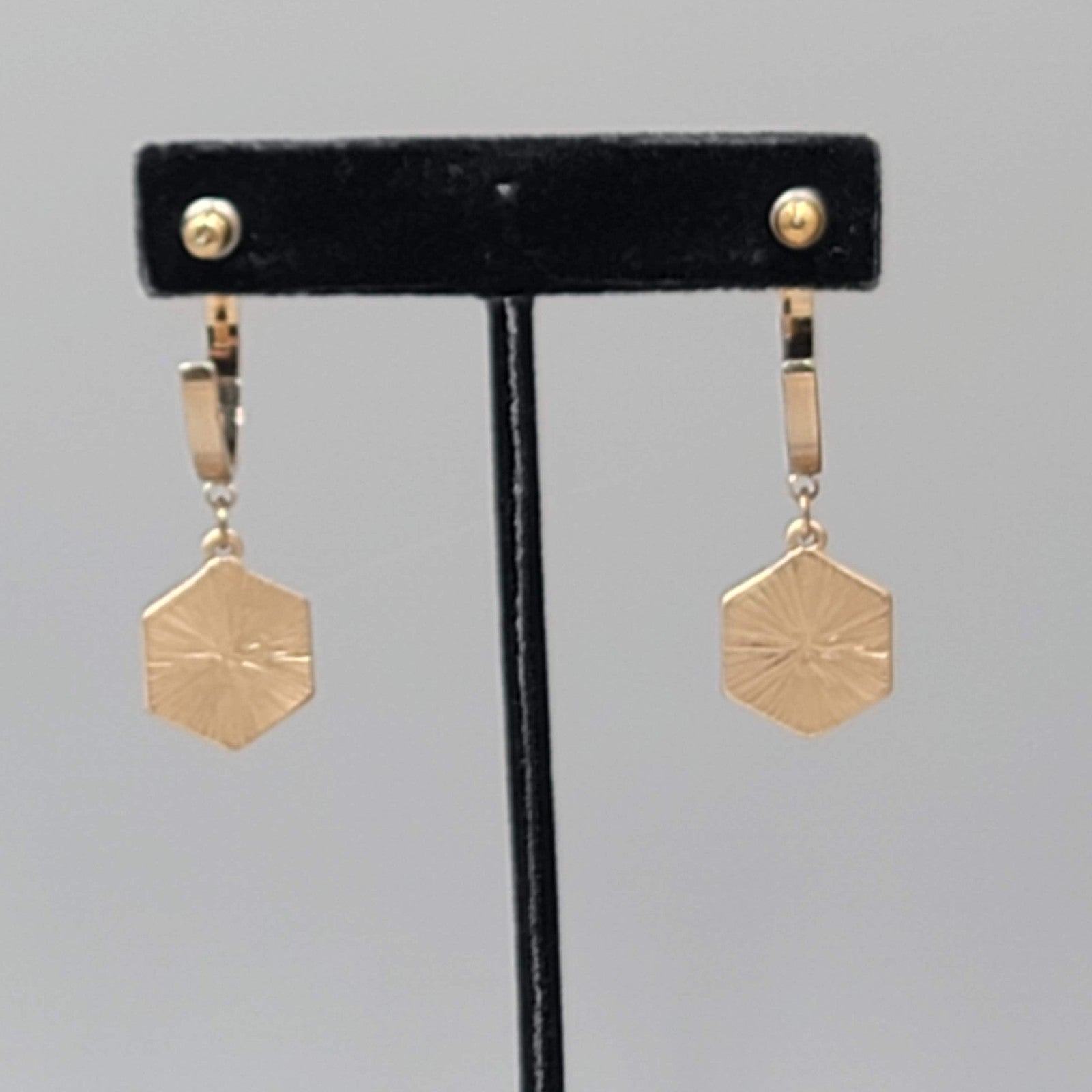 Faux Leopard Print Fur Pierced Earrings Gold tone Dangle 1.75"