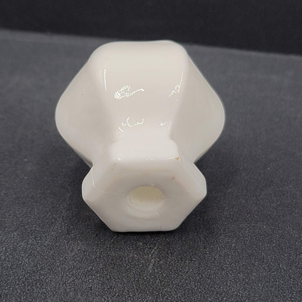 Vintage White Glass Drawer Pull SINGLE Reclaimed Salvaged Hardware 1 3/8"