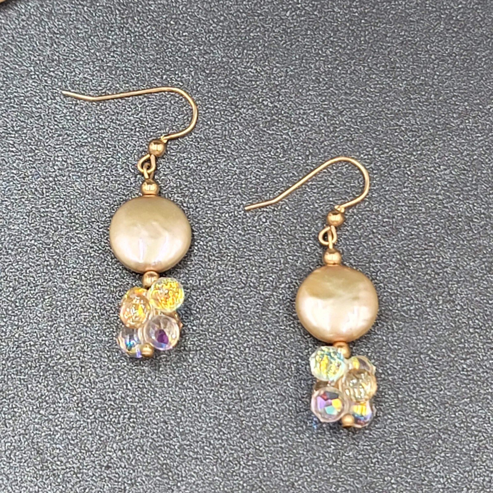 Pearl and Crystal Bead Necklace Pierced Earring Set