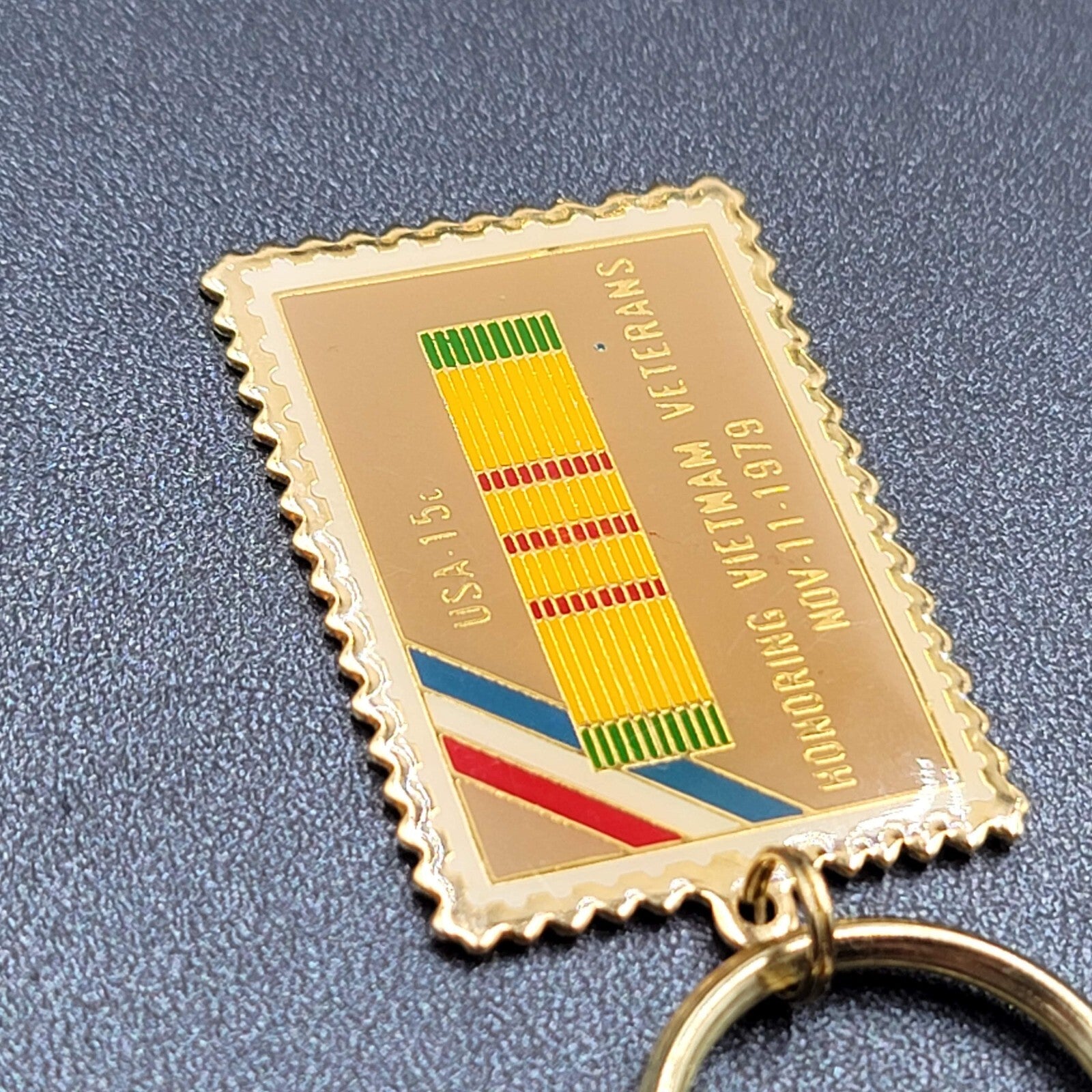 VTG US Stamp Key Chain Ring Honoring Vietnam Veterans 1979 15 cents