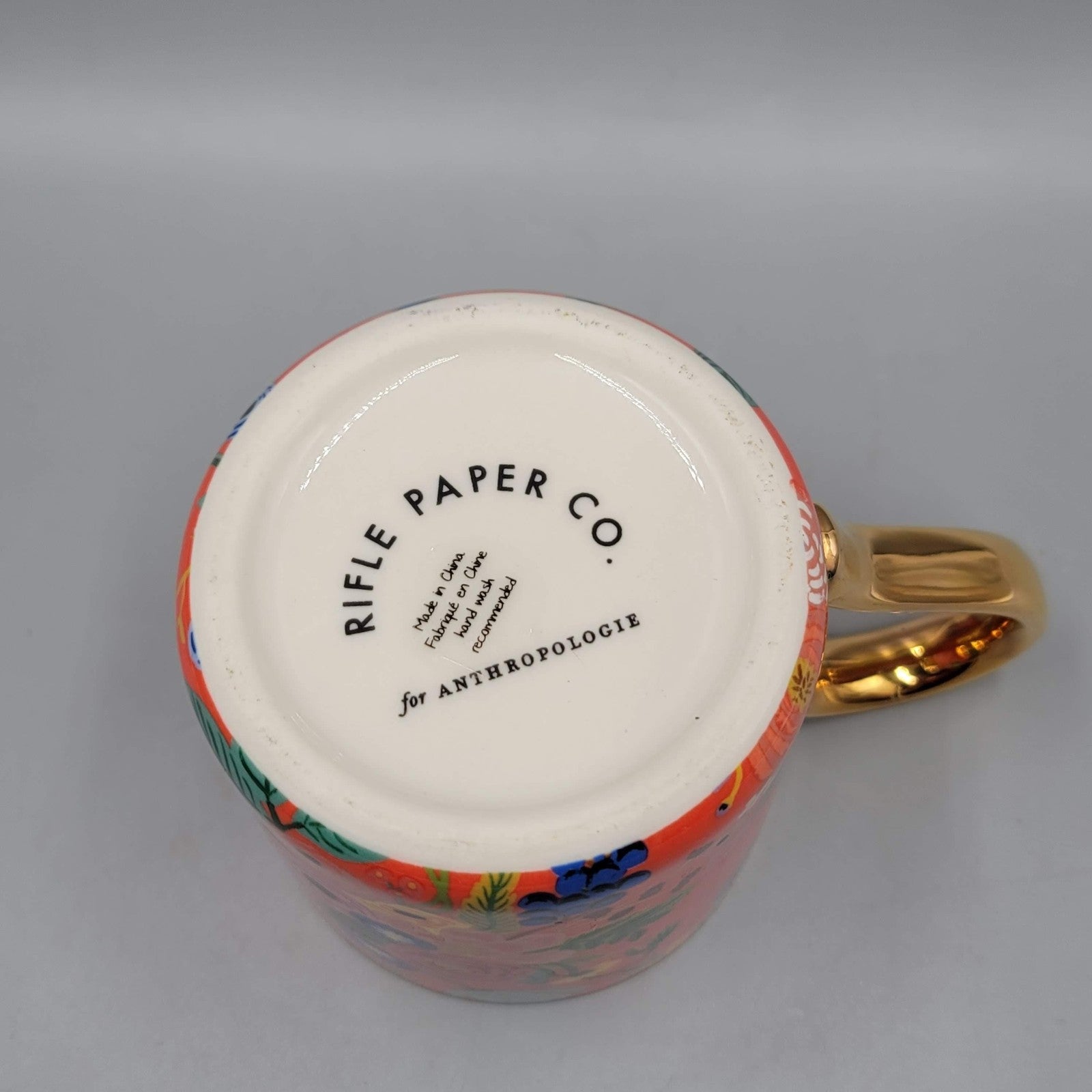 Rifle Paper Co Anthropologie Letter N Floral Mug Gold Handle Monogram Coffee Cup