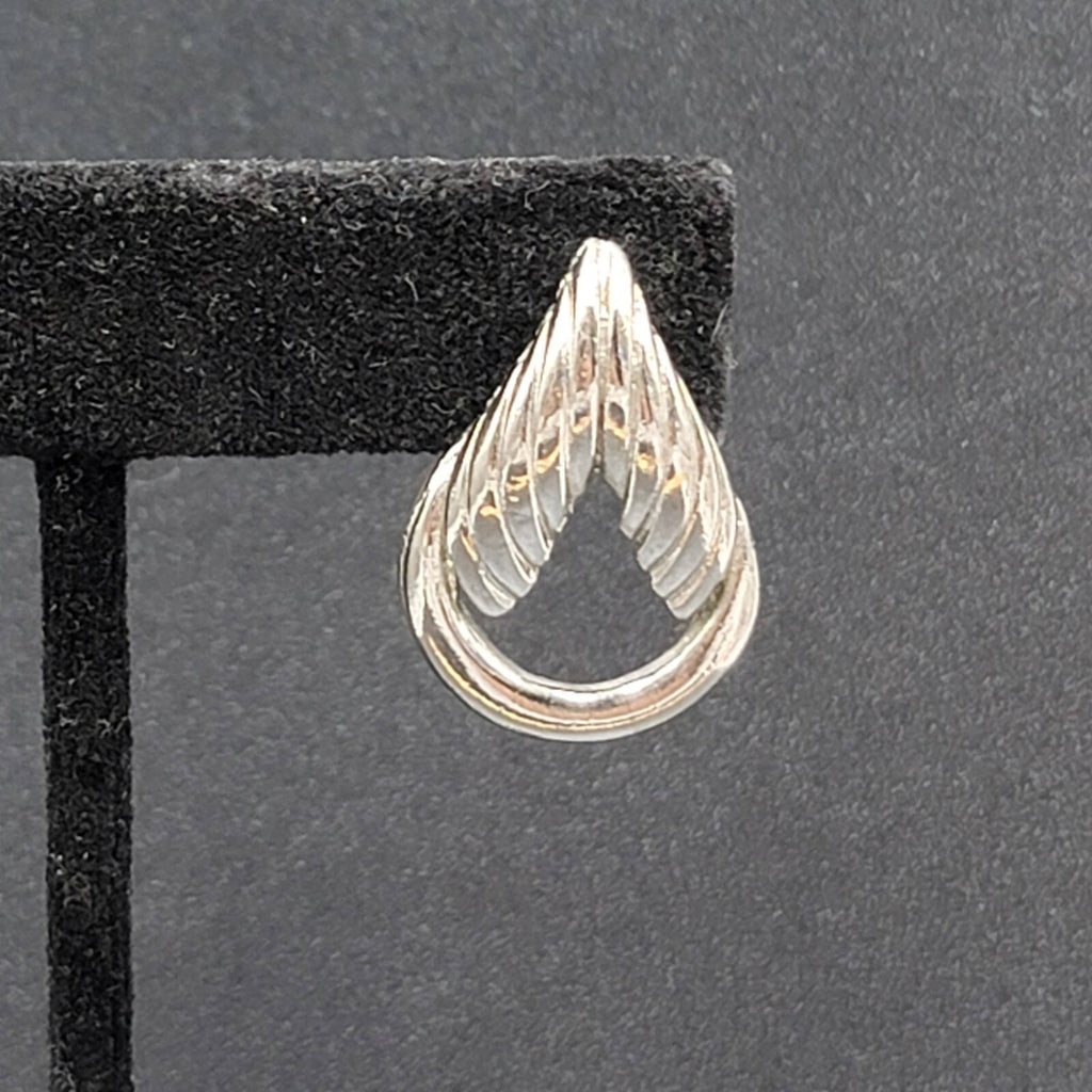 Vintage Pierced Earrings Silver tone Open Drop  1"