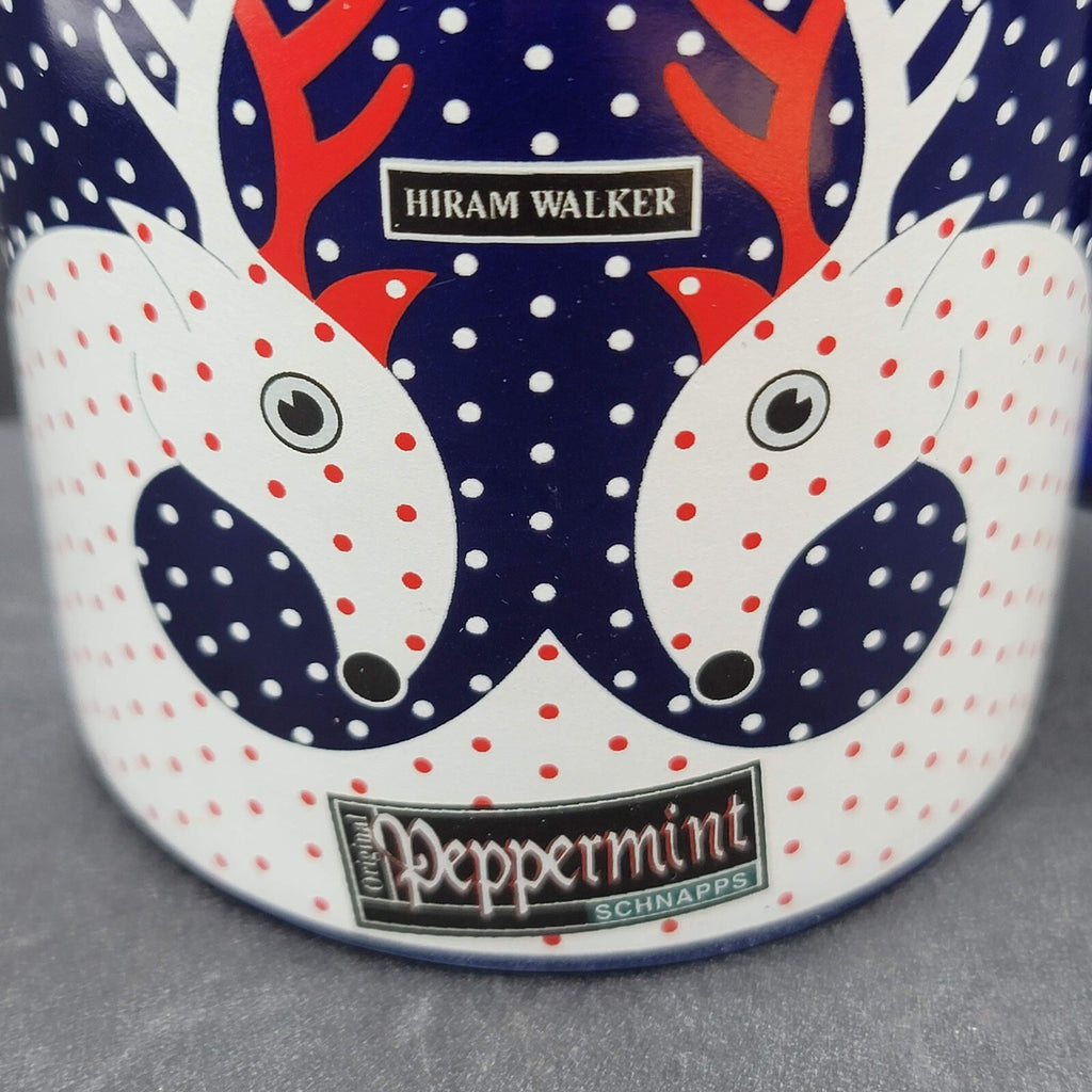 Hiram Walker Peppermint Schnapps Reindeer Coffee Mug blue red white