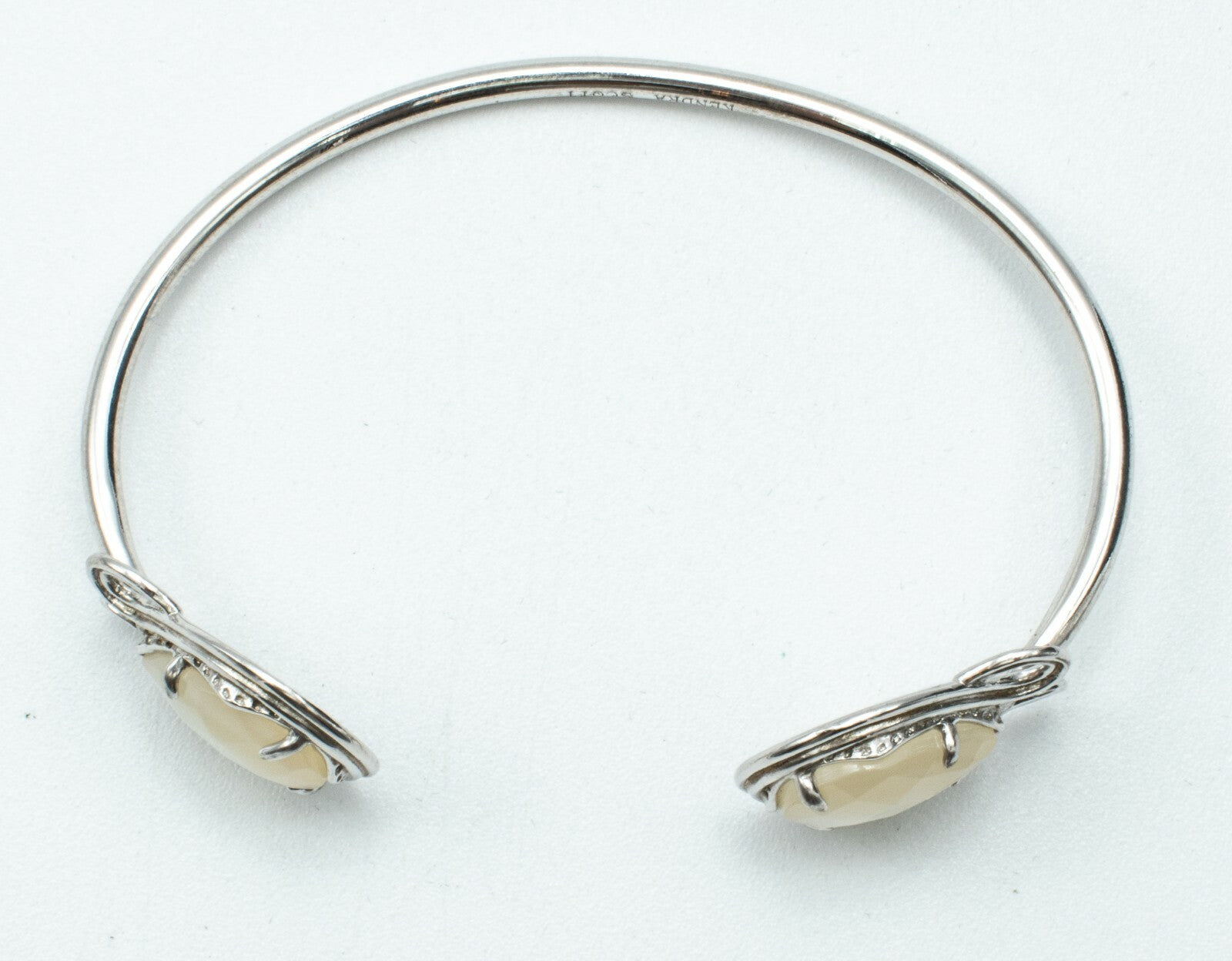 Silver tone Cuff Faceted Mother of Pearl Bracelet Costume 2 3/8" x 1 3/4" NWOT